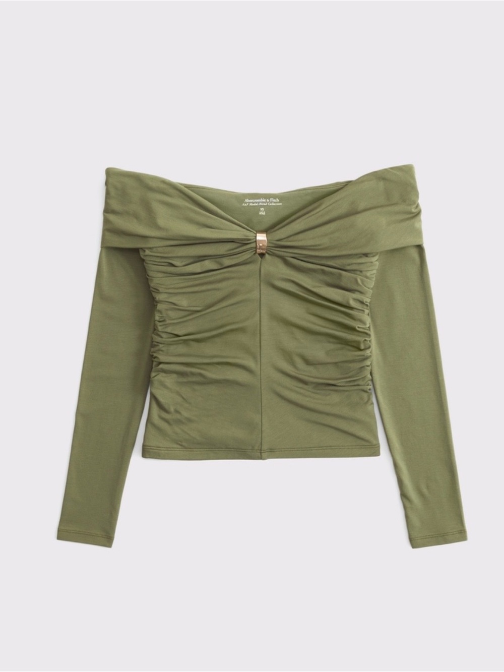 Abercrombie & Fitch Off-The-Shoulder Hardware Ruched Top | Size M (NWOT)